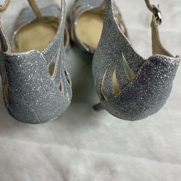 Betsey Johnson Blue silver glitter T strap sandals open toe ankle strap … - Picture 9 of 12